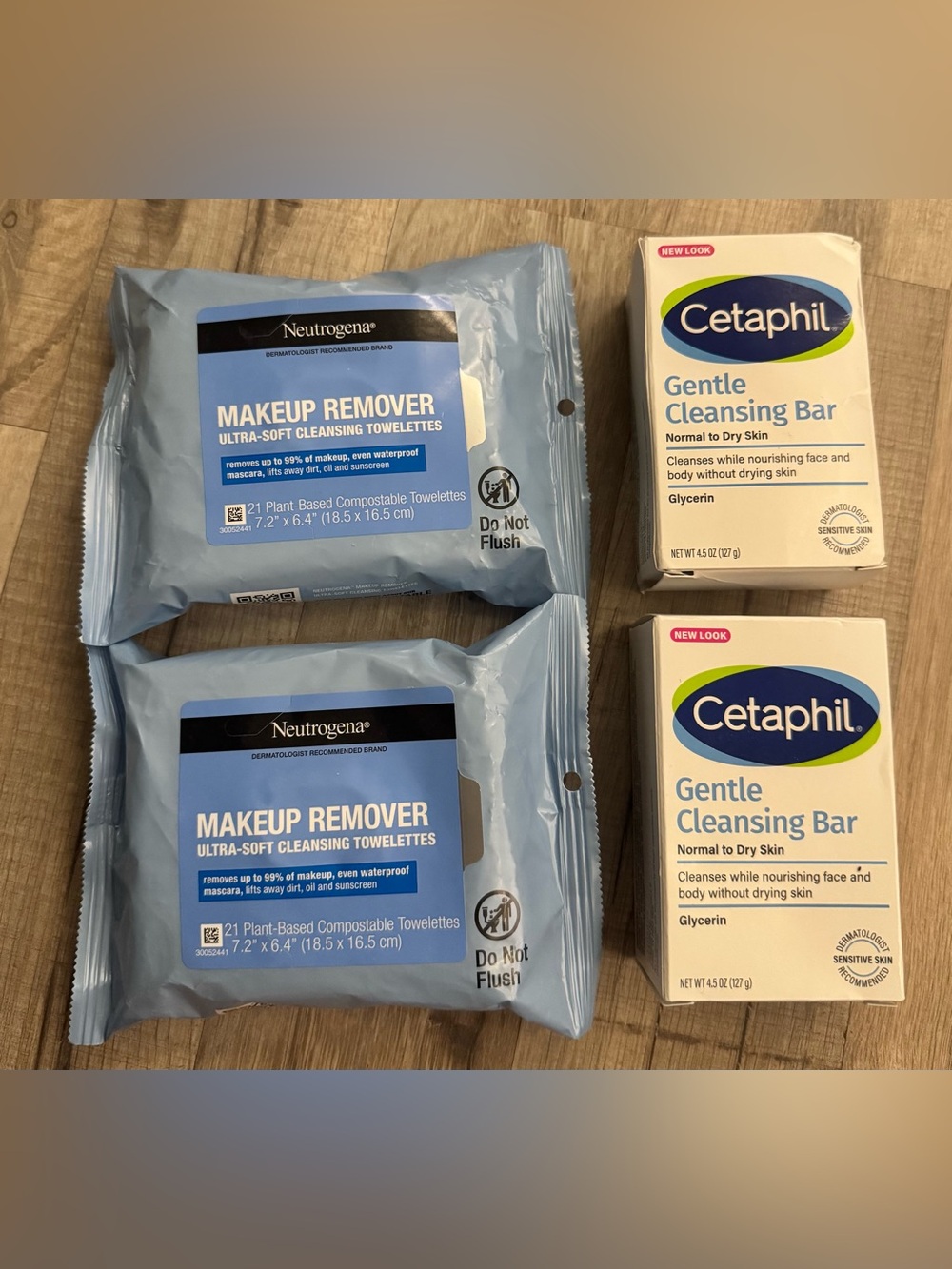 Neutrogena Makeup Remover Ultra-Soft Cleansing Towelettes 2pk & 2 Cetaphil bars